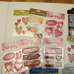 Lot of 24 Valentine/Love Stickers & Embelishments for Scrapbooking Card Making
