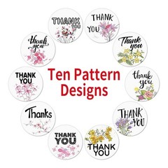 DNYMJBO 500 PCS Thank You Stickers 1 Inch Floral Pattern Designs #A244