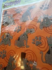 New Heartline Hallmark Scooby Doo Paw Prints & Flowers Stickers 2 Sheet Flocked