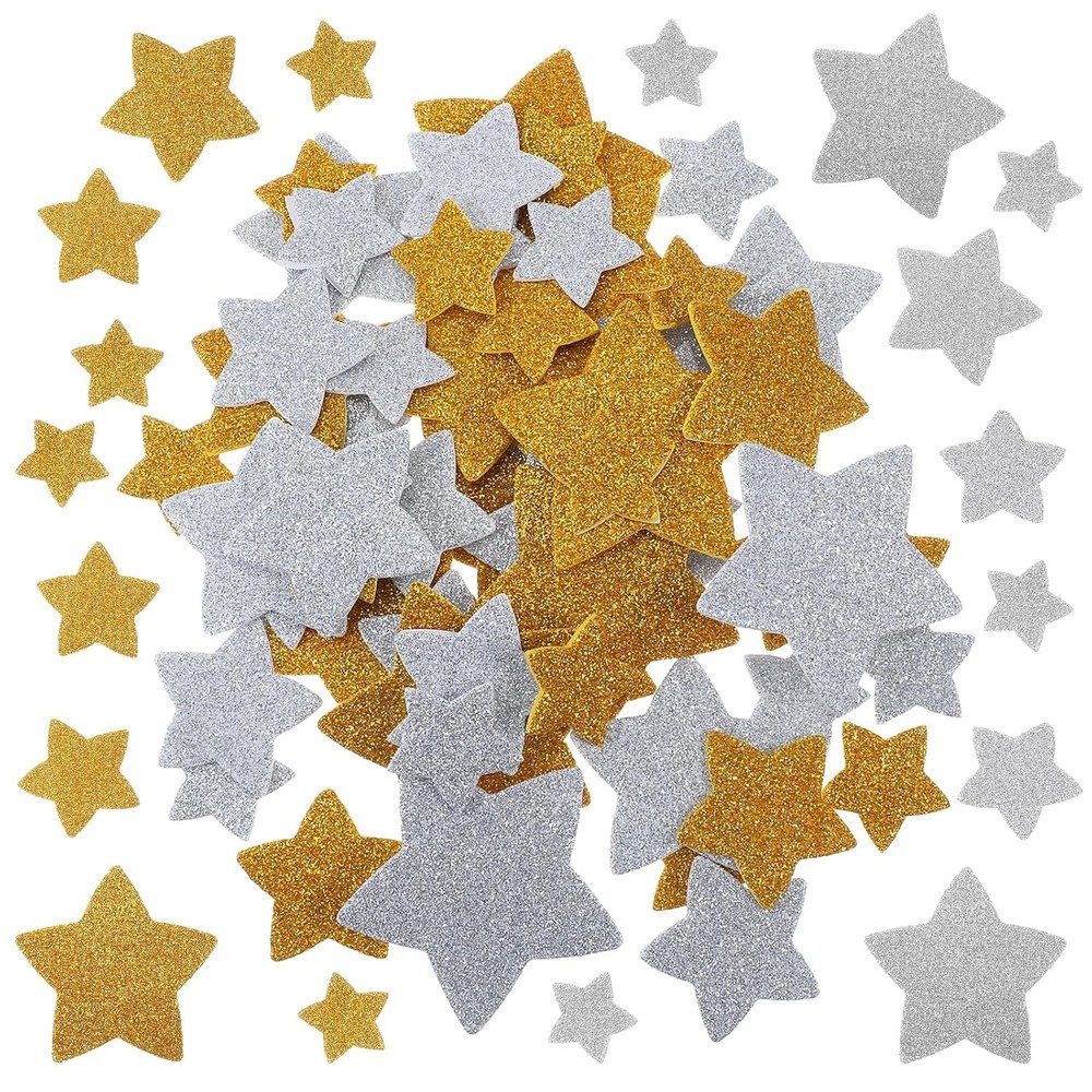Gold Star Foam Glitter Self Adhesive Stickers for Crafts 100Pcs Foam Sticker