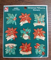 Vintage Standard Publishing Christmas Poinsettia Stickers Made In USA S208