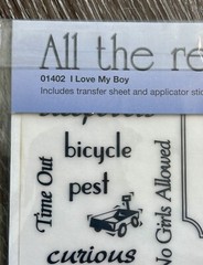 WHAT’S NEW Scrapbooking Sticker Sheet QUOTES Rub On Words Love My Little Boy