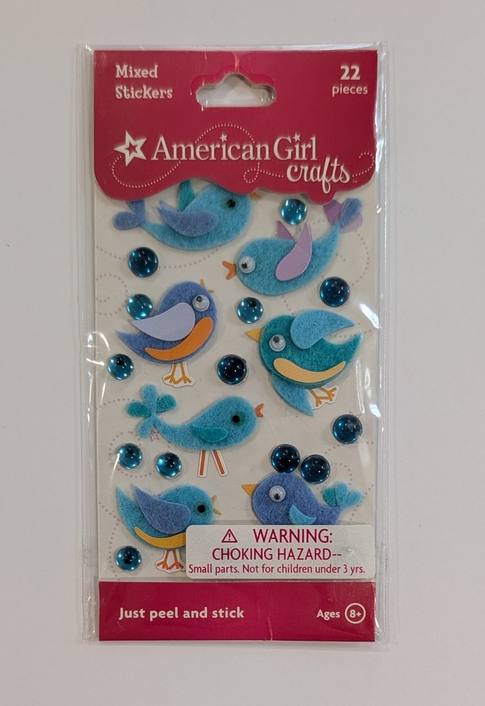American Girl Blue Felt Birds Scrapbooking Stickers By EK Success RARE