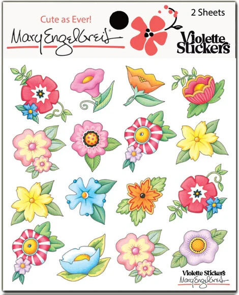 Mary Engelbreit Stickers 2 Sheets Whimsical Blooms Flowers All Kinds
