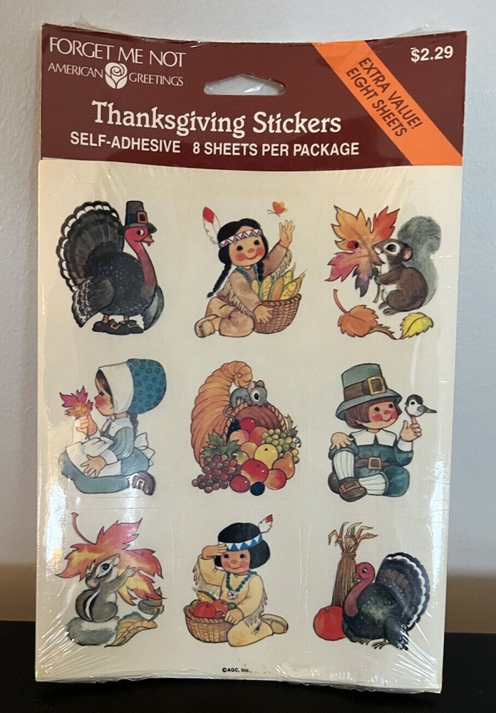 Vintage Forget Me Not American Greetings Thanksgiving Stickers