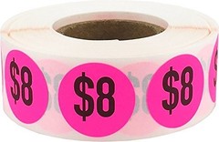 Fluorescent Pink Price Stickers – 500 Adhesive Round Dots, 0.75 Inch, Sale Tags