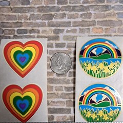 Vintage 80’s stickers Illuminations Mods rainbow butterfly heart dove lot of 10