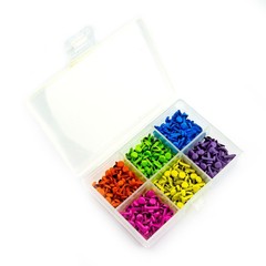 600pc Tiny Mini Round 4.5mm Brads 6 Bright Colors Split Pin 100ea with Case