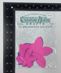 Creative Native 12 Die Cut Fuchsia & Purple “Plumeria” Flowers Scrapbooking NIP