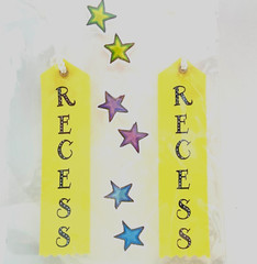 ~NEW~2 «RECESS» Yellow Ribbons 2Green+2Purple+2Blue Stars Scrapbook 3-D Stickers
