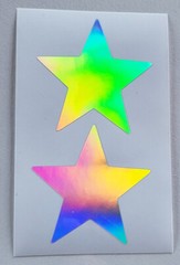 Beautiful Rainbow Hologram Foil Silver Stars Sticker Set