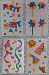 Vintage Mrs Grossman’s Stickers BIRTHDAY PARTY hats pinwheels confetti 1989-92