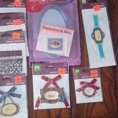 Making Memories Vintage Sentiment Scrapbooking Embellishments Lot Metal Fabric