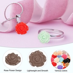 20mm Rose Flower Resin Cabochon 50Pcs, Mini Rose Flower Resin Dark Brown