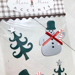 Meri Meri Snowman Christmas Tree Stickers Dimensional Embellishments Holiday