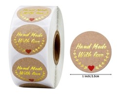 40 KRAFT HANDMADE WITH LOVE STICKERS ENVELOPE SEALS LABEL STICKERS 1″ ROUND