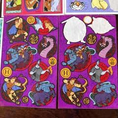 VTG 90s Disney Hercules Notre Dame Pocahontas Aladdin Stickers 6 Sheets