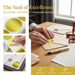 300 Pack 2 Inch Round Gold Foil Seal Stickers for Certificates Sealing Labels