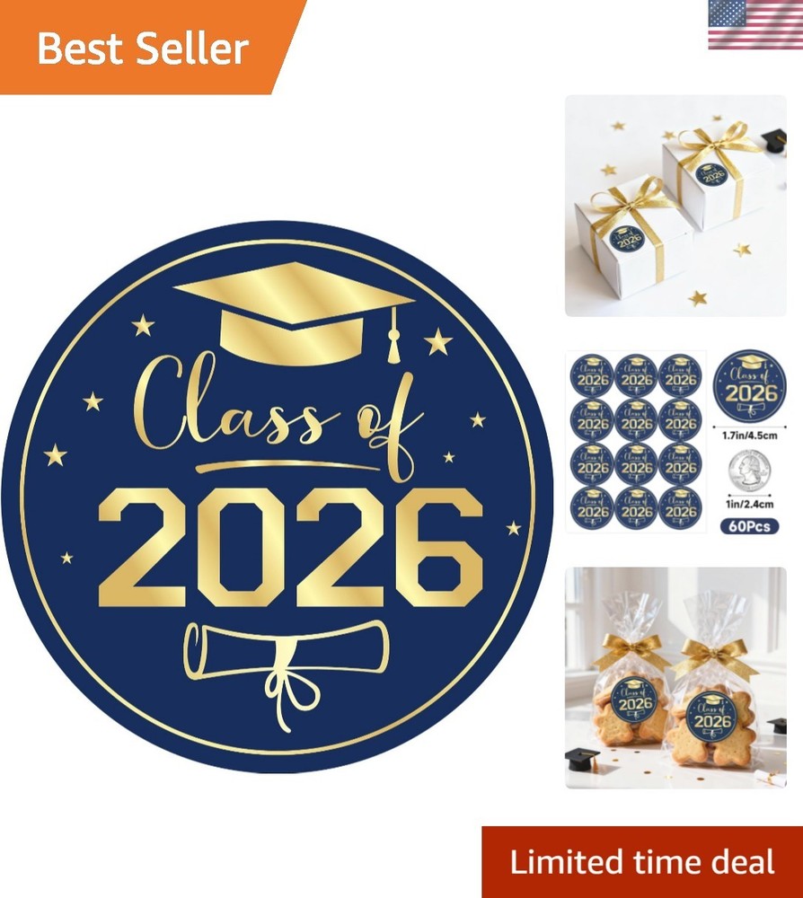 Graduation Stickers 2026 – Class of 2026 Stickers 60Pcs 1.75» Graduation Env…