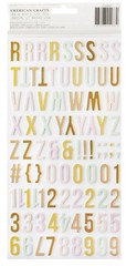 Bea Valint SKETCHBOOK ALPHABET (2) SHEETS FOAM THICKERS scrapbook GOLD FOIL