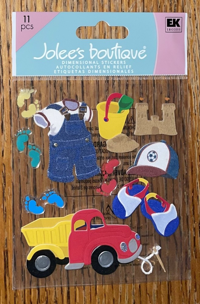 RARE JOLEES TODDLER BOY TOYS Sand Castle Bucket Truck Beach 3D Scrapbook Sticker