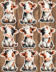 Black and Brown Cow Die Cut Vinyl Stickers Set Scrapbooking Laptop Water Bottle