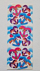 VTG Lisa Frank Sticker Unicorns, hearts Rare 2-3/4″ x 6-3/4″
