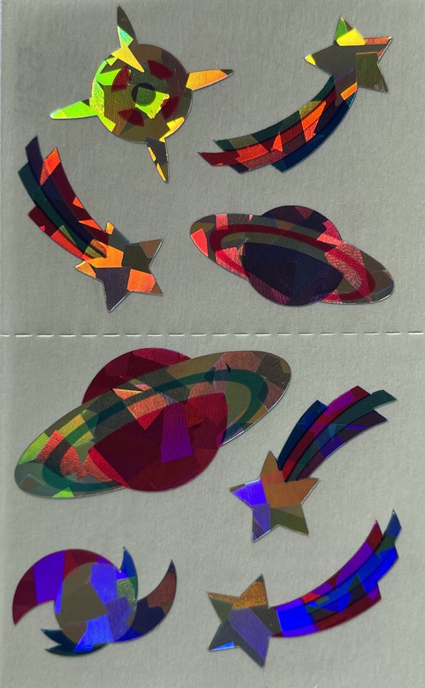 SPARKLE SPACE Prismatic Stickers(8pc)Mrs.Grossman’s •Universe•Star•Rainbows•Moon