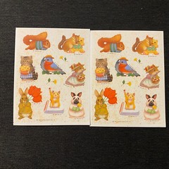 Vintage 1988 1989 Hallmark Cards Stickers Animals Cat Rabbit Bird 2 Loose Sheets