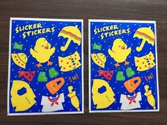Lot of 2 Vintage Slicker Stickers Sheets Hallmark Duck Raincoat & Umbrella 1985