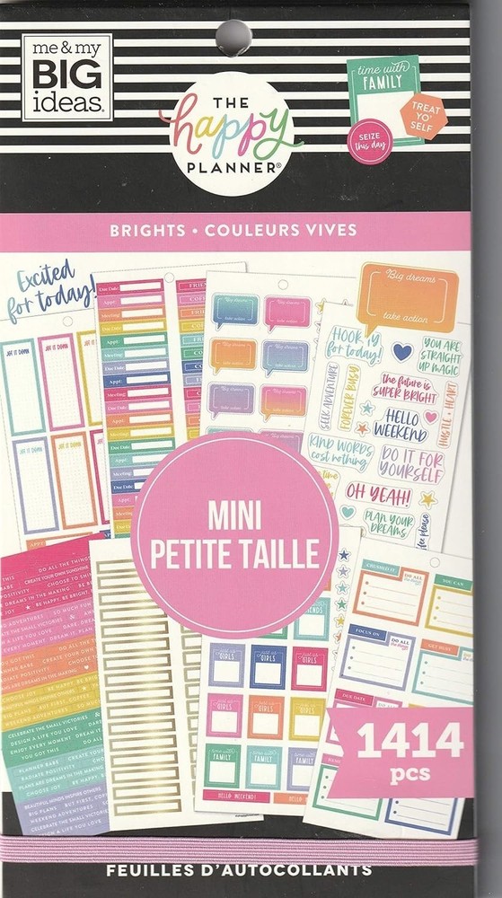 Happy Planner Brights Mini Sticker Pack – 1,414 Colorful Stickers