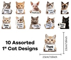 100 Cats ASSORTED 1″ ENVELOPE LABELS SEALS Dog Cat Pets Animals Funny Thank You