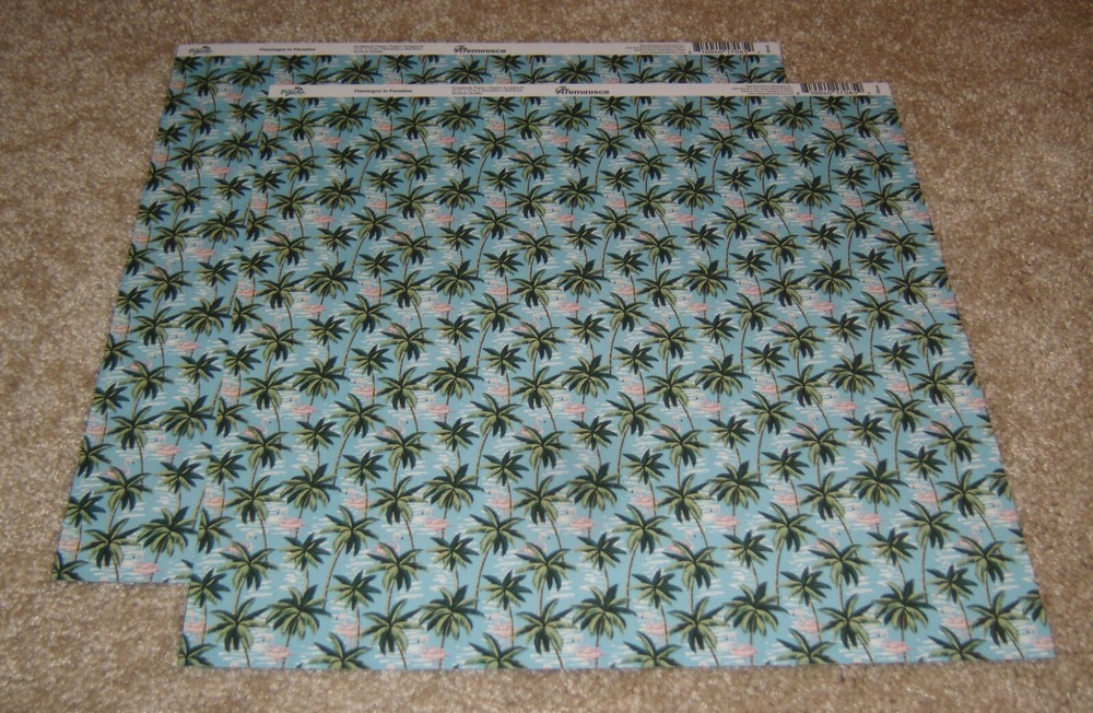 Reminisce Design 12×12 Double Sided Paper (2) ~ Vintage Paradise..Flamingos
