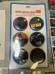 Batman Stamper, Crayons, Stickers, Pins, Slicker (X6) Lot (All New/sealed)