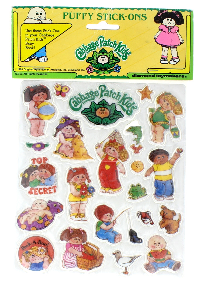 Cabbage Patch Kids Puffy Decal Stickers Stick-ons 1983 Sealed New