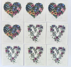 Vintage PSX Designs Stickers (9 – 2″ x 2″ Stickers) Floral Heart NEW