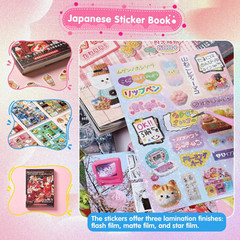 Japanese Sticker Book 800+ Die-Cut Stickers for Scrapbooking 45 Sheets Y2K Style