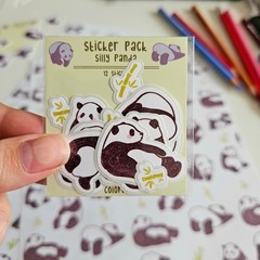Silly Panda Sticker Pack by Colorpaw Handmade Stickers
