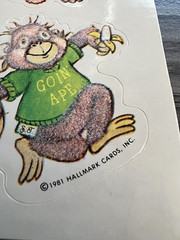 VTG Shirt Tales Animals & Monkeys Fuzzy Sticker 3 Sheets 1981 & 1983 Hallmark