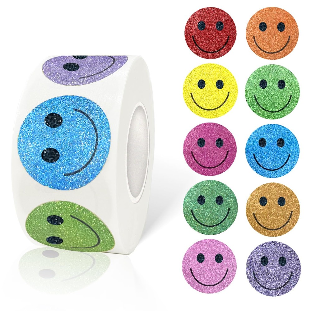 1 Inch Shiny Happy Face Stickers Circle Dots Labels Reward Stickers Teachers …