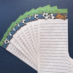 Vintage 80s Note Stationery Paper Sheets Spotted Dog Chasing Orange Cat Current