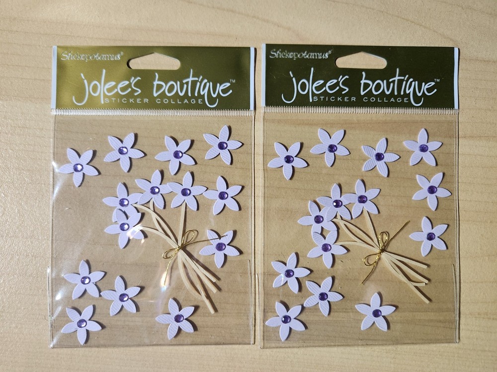 2 Packs~Jolee’s Purple Violet Jeweled Flowers Scrapbooking Stickers~NEW