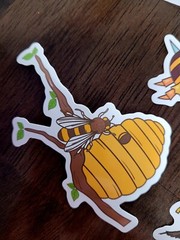STICKERS x 5 Honey Bee Apiculture Beehive Cartoon Large Sticker BEE3