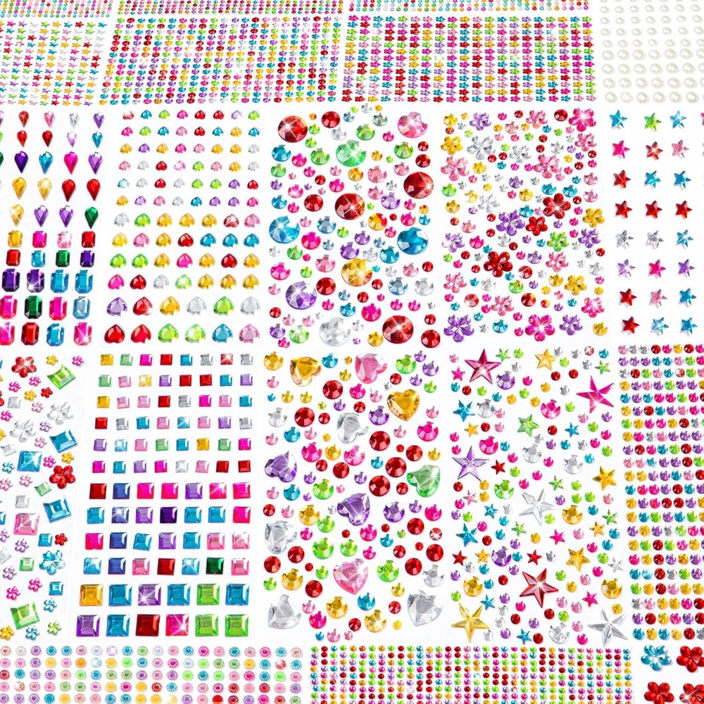 6124Pcs Gem Stickers-Self-Adhesive Face Jewelry Stickers, Acrylic Gems DIY Craft