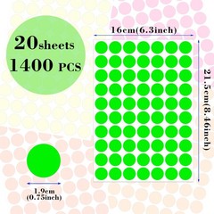 Dot Stickers 3/4 Inch Fluorescent Circle Sticker 1400pcs Round Writable Color…