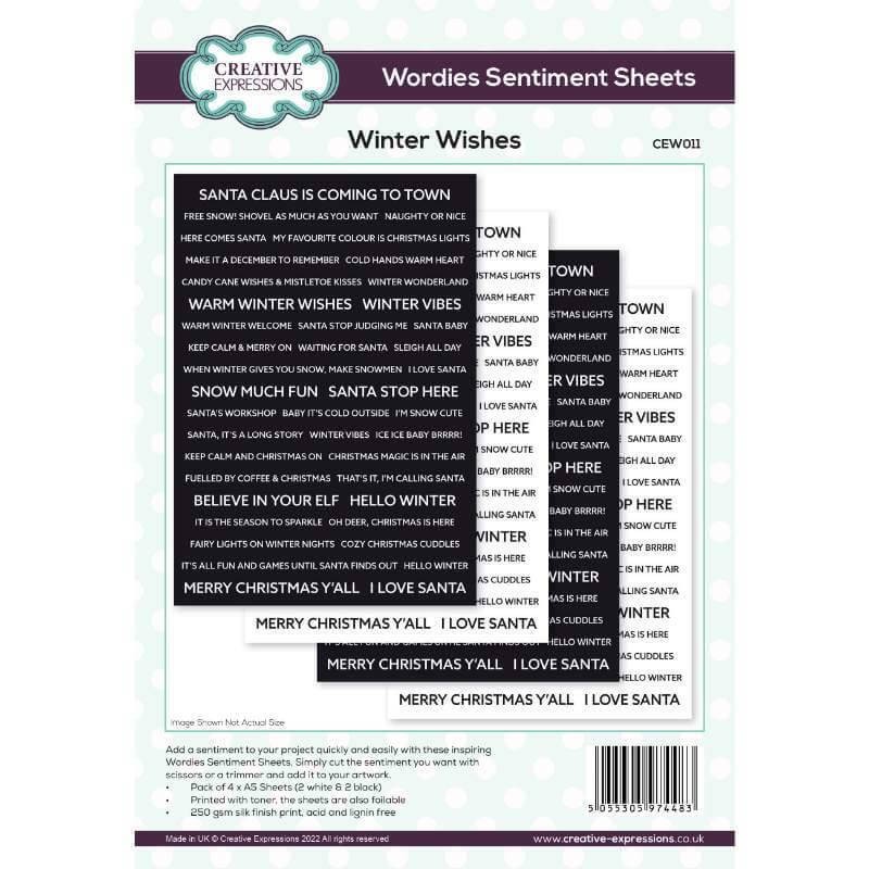 Creative Expressions Wordies Sentiment Sheets – Winter Wishes (Pk, 4 6in x 8in)