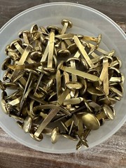 Vtg LOT Metal Brads Split Pin Brass Paper Fasteners & Thumb Tacks Scrapbooking