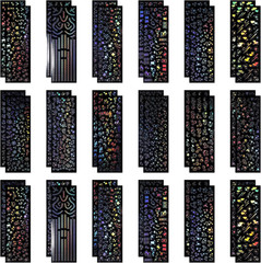 36 Sheets Holographic Deco Stickers Shiny Tiny Stickers Self Adhesive Clear Glit