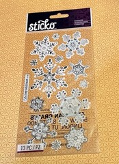 Sticko VELLUM SNOWFLAKES Flat Stickers 13 Pcs White Silver Foiled