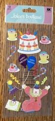 RARE Jolees Clown Birthday Ice Cream Cake Balloon Happy Party Scrapbook Stickers
